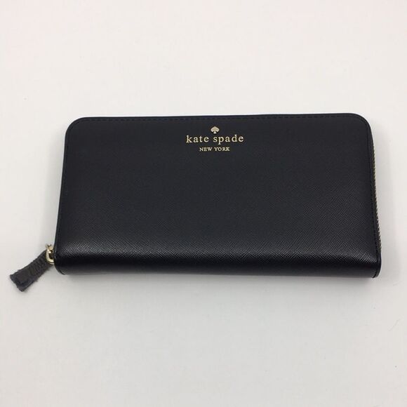kate spade Handbags - KATE SPADE Black Saffiano Leather Zip Around Accordion Wallet